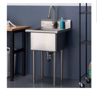 Trinity Stainless Steel Utility Sink with Pull-out Faucet