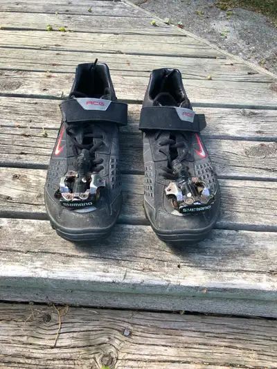 Size 13 Nike mountain bike shoes w/ Shimano pedals, View more