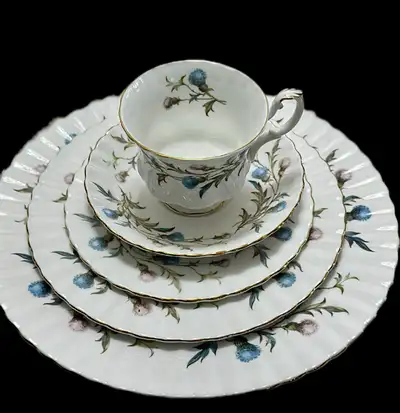 Brigadoon pattern by Royal Albert dinner place setting-Material , View more