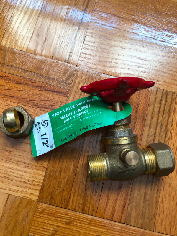 Straight Stop Valve - 1/2" - Brass dans Plomberie, éviers, toilettes et bains  à Ville de Montréal