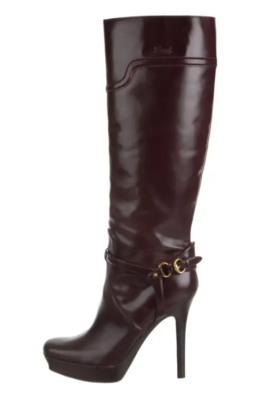 GUCCI Leather Square-Toe Knee-High Boots628632676161291223