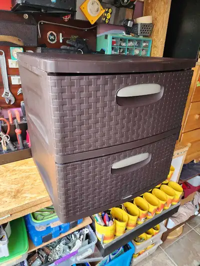 2-Drawer Espresso Weave Plastic Storage Tower -...., View more