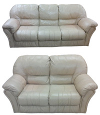 Leather Sofa Set White - 3 Seater & 2 Seater