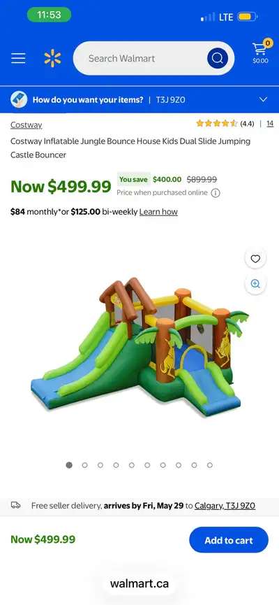 Costway Inflatable Jungle Bounce House Kids Dual Slide, View more
