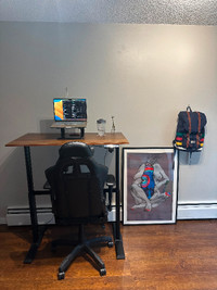 Height-Adjustable Standing Desk + Gaming Chair