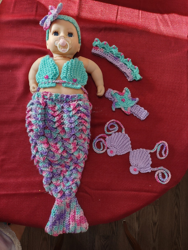 Handmade Crochet Mermaid Coccoon Baby Outfit in Clothing - 12-18 Months in Kingston - Image 2