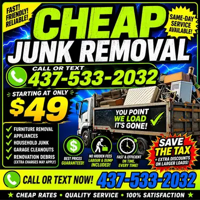 CHEAP JUNK REMOVAL – BRAMPTON & MISSISSAUGA CALL OR TEXT 437-533-2032 Looking for cheap junk removal...