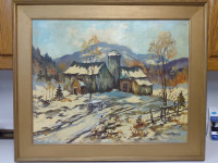 Antique listed artist Walter Pranke landscape oil painting.