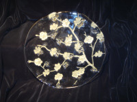 Crystal Torte Plate - Frosted Floral Design