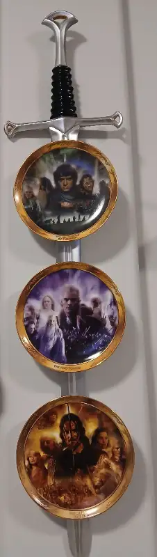 Bradford Exchange...Lord of the Rings Sword & Triple Plate Collectibles Includes Certificate Of Auth...