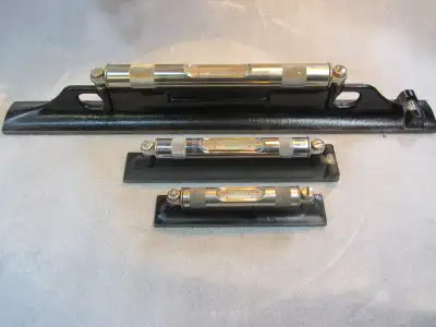 Set of 3 Starrett Machinist Levels, one 18 inch, one 8 inch, and one 6 inch. $500 for set. One 81 pi...