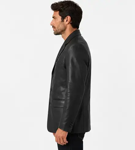 Men’s Classic Black Leather Blazer Jacket in Men's in Oshawa / Durham Region - Image 4