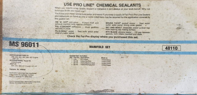 1966-1988 AMC Jeep V8 290 360 390 40Valley Pan Gasket Fel – Pro. dans Autre  à Ouest de l’Île - Image 3