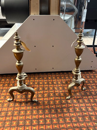 Brass andirons for fireplace