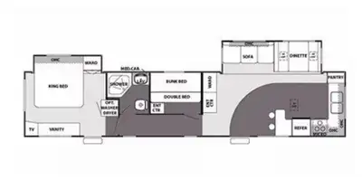 2008 - Forest River Cherokee Destination Series M-39KB. Rear bedroom with King Bed. Bunk beds (doubl...