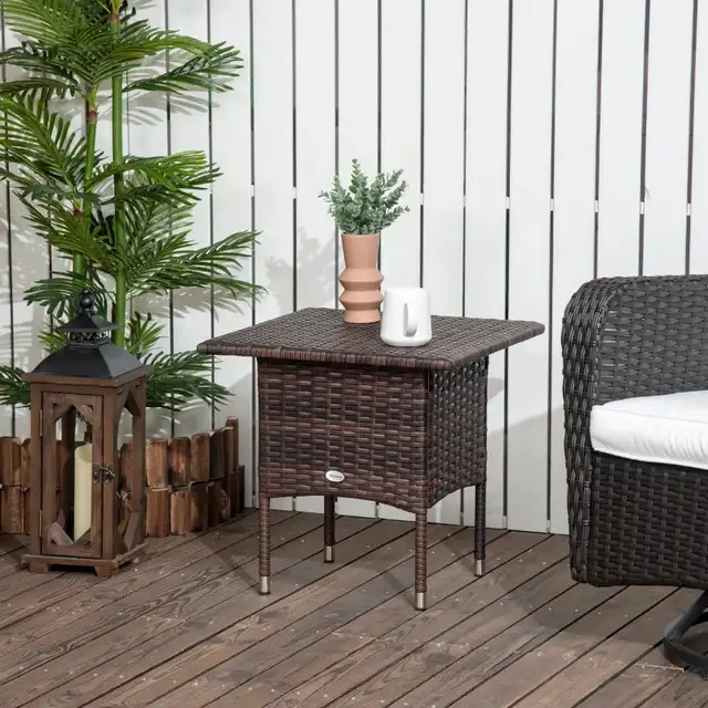 20" Patio Wicker Coffee Table, Mixed Brown  in Coffee Tables in Markham / York Region - Image 10