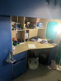 Loft bed with stairs and desk