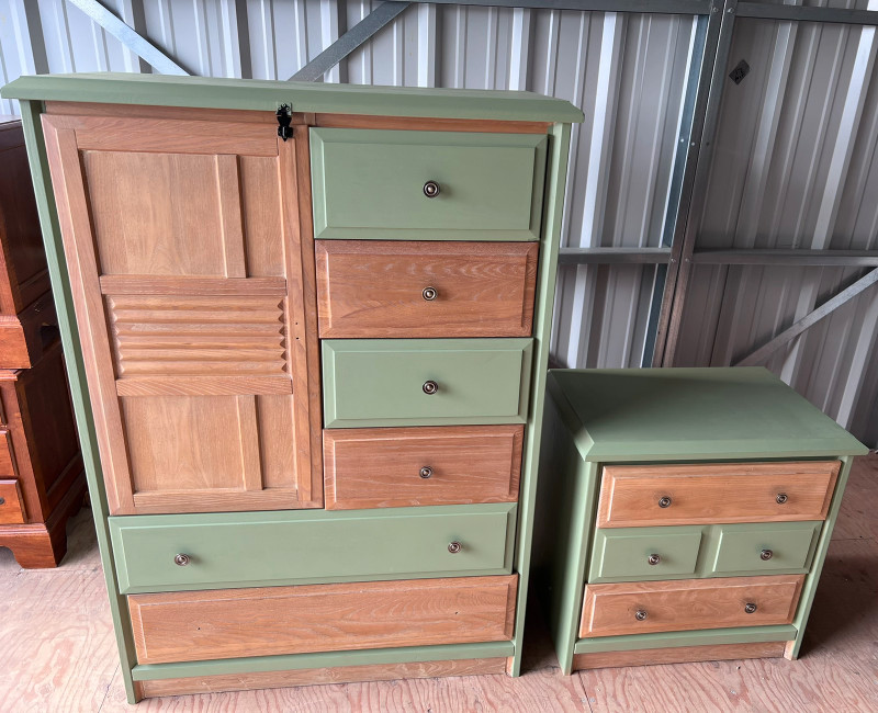Solid Wood Armoire and Nightstand Set Dressers & Wardrobes Winnipeg