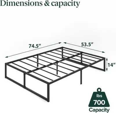 Zinus Full Bed Frame – 14” Metal Platform Bed Frame, View more