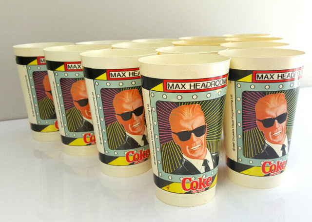 1986 Coca-Cola Max Headroom Plastic Cups in Arts & Collectibles in City of Toronto - Image 2