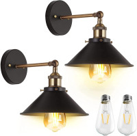 Industrial Swing Arm Wall Light Sconces Fixtures (Set of 2)