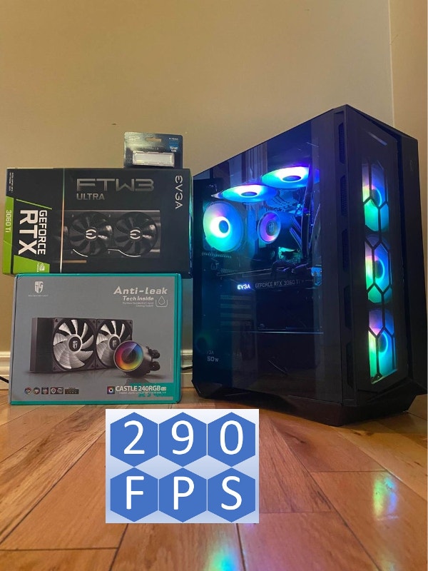 RTX 3060Ti Liquid Cooled RGB Gaming PC Ryzen 7 16G DDR4 512G SSD Desktop Computers Moncton