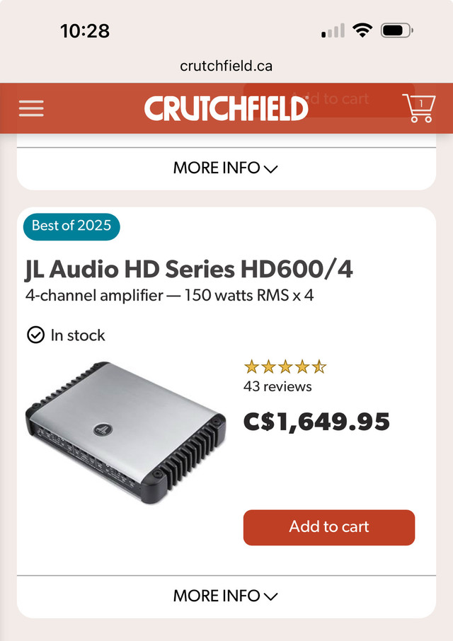 JL Audio 600/4 Amplifier in Audio & GPS in Grand Bend - Image 4