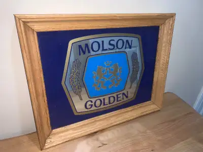 Vintage Molson Golden beer bar mirror sign excellent condition, View more