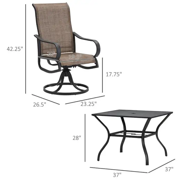 5-Piece Outdoor Patio Dining Set, 4 Swivel Rocker Chairs and 37" in Patio & Garden Furniture in Markham / York Region - Image 3