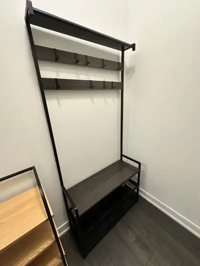 Selling an entryway coat rack with shoe bench and detachable shelf. Like new condition. Specificatio...