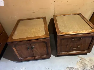 Free delivery used Vintage Wooden Side Tables - Set of 2, View more