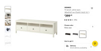 Ikea HEMNES TV bench table + 3 drawers, white Retail price 399