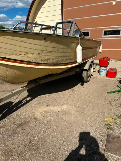 16 foot Blue Fin, aluminium hull with 90 HP Mariner outboard motor with attached trolling device, co...