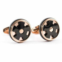 GEARED UP - ROSE GOLD AND BLACK Cuff links