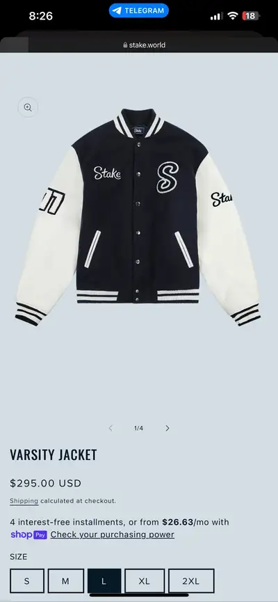 Varsity jacket, Melton Wool and  100 percent Leather., View more