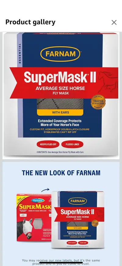 NEW-Farnam SuperMask II Average Size Horse Fly Mask, View more