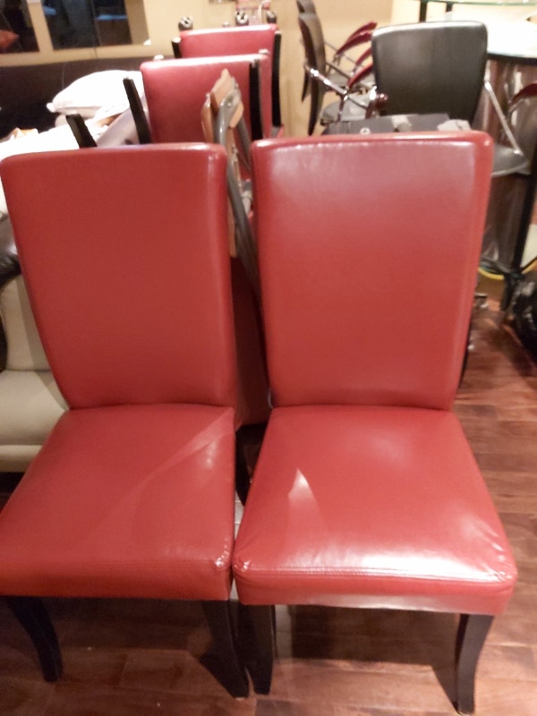 CANVAS Leather Upholstered dining chairs w/solid wood legs Dining