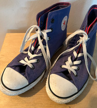Purple and pink Converse high tops size 8