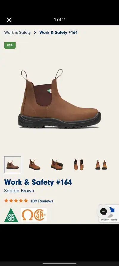 Blundstone Brand New Safety boots Safety shoes Size US 9.5 164 model number Saddle brown