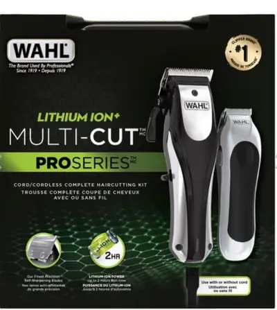 Get professional-grade haircuts at home with this Wahl Lithium Ion+ Multi-Cut ProSeries cord/cordles...
