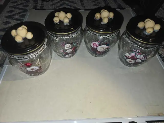 Decorated Glass Jars in Kitchen & Dining Wares in Edmonton - Image 2