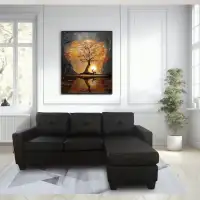 New Sleek Black Living Room L-Shaped Sofa Set with Chaise Sale