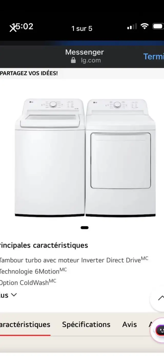 Laveuse et sécheuse LG in Washers & Dryers in Laval / North Shore - Image 2