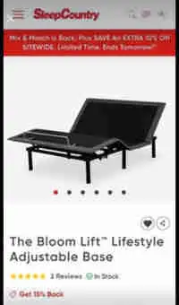 Bloom Lift Lifestyle Adjustable Base, Queen Size