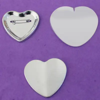 Heart Shape Metal Pin Back Button Parts 100pcs/Set DIY 015519, View more
