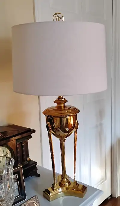 Solid Brass Lamp, Vintage w Shade, View more