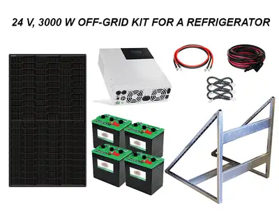 SOLAR OFF-GRID KIT FOR AN AC REFRIGERATOR (UP TO 450 KWH/YEAR), View more