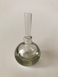 Vintage Minimalist Glass Perfume Bottle Flask & Stopper Art Deco