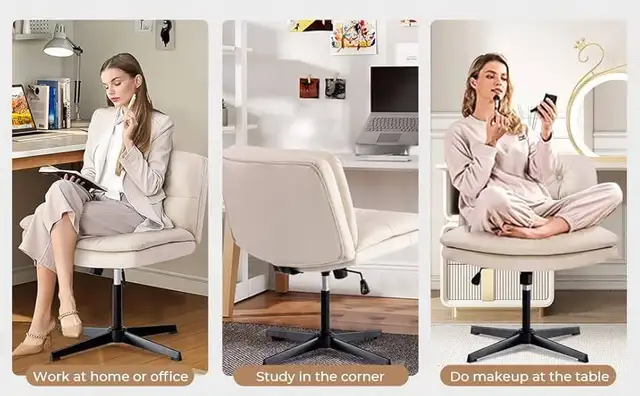 Large Size Armless Home Office Desk Chair Vanity Chair No Wheels in Chairs & Recliners in Markham / York Region - Image 10