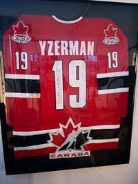 Steve Yzerman autographed framed jersey